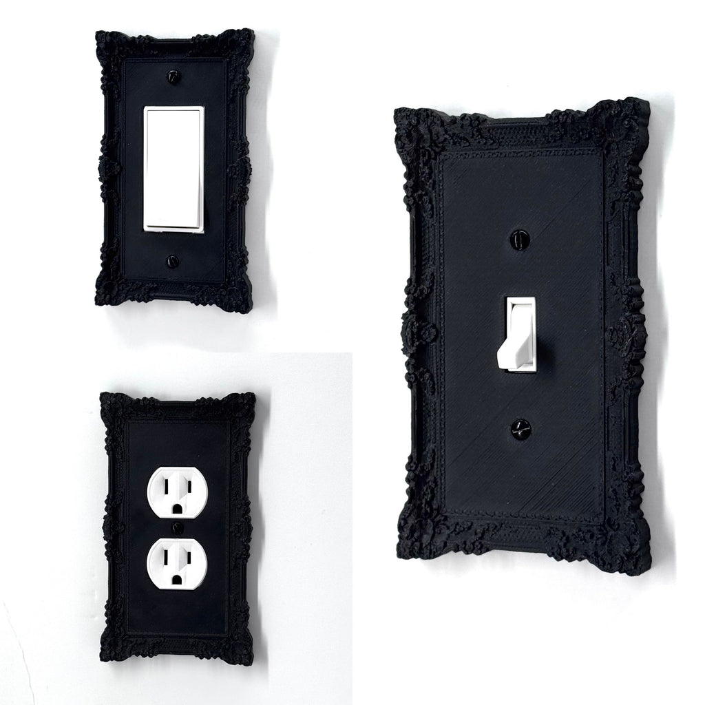 Black Light Switch Cover | Blackthorn Gothic Victorian Wall Plate | Ornate Single Toggle Switch Plate | Dark Floral Home Decor
