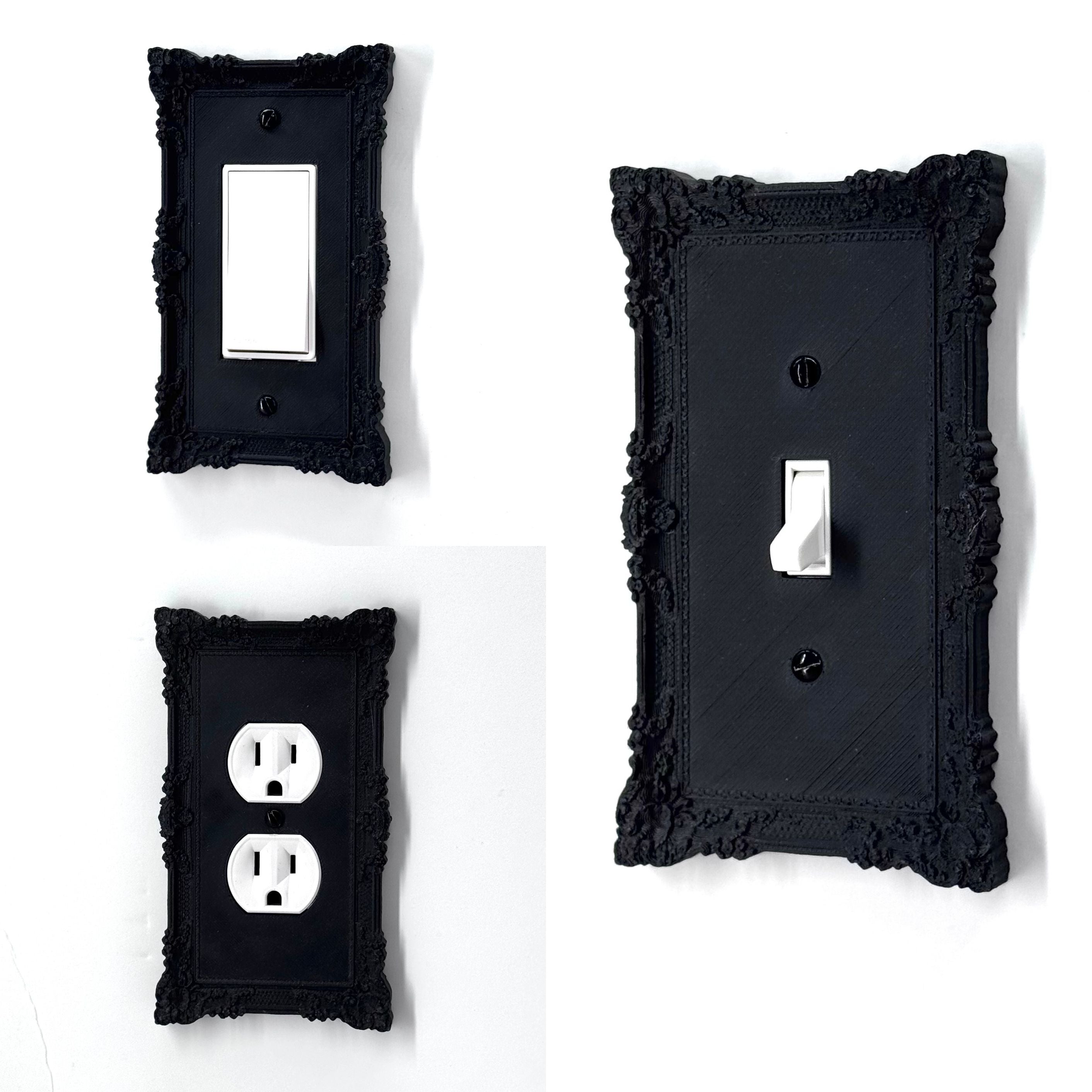 Black Light Switch Cover | Blackthorn Gothic Victorian Wall Plate | Ornate Single Toggle Switch Plate | Dark Floral Home Decor