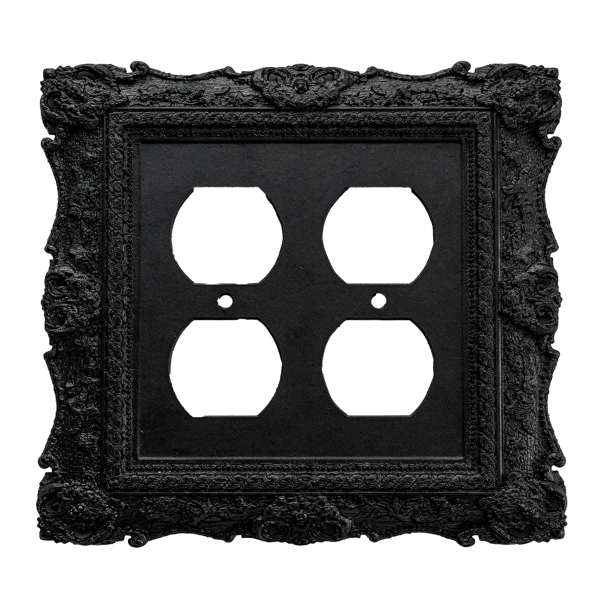 Obsidian | Victorian Wall Plate Cover Set – Black Light Switch & Outlet Covers for Toggle, Rocker, Duplex – Dark Gothic Style