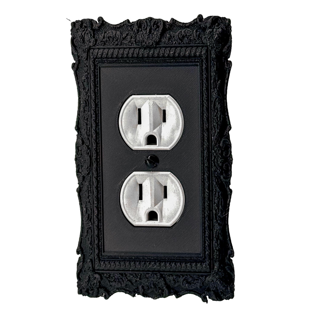 Obsidian | Victorian Wall Plate Cover Set – Black Light Switch & Outlet Covers for Toggle, Rocker, Duplex – Dark Gothic Style