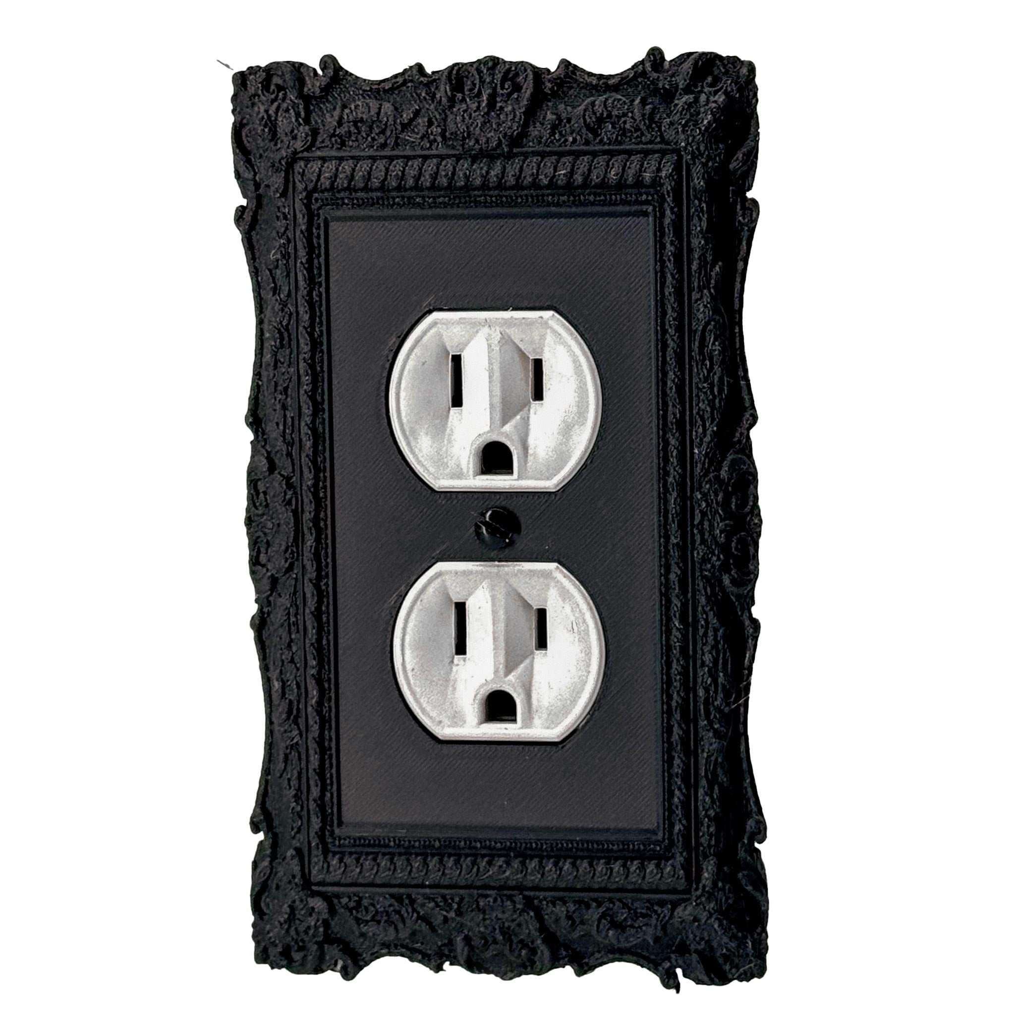 Obsidian | Victorian Wall Plate Cover Set – Black Light Switch & Outlet Covers for Toggle, Rocker, Duplex – Dark Gothic Style
