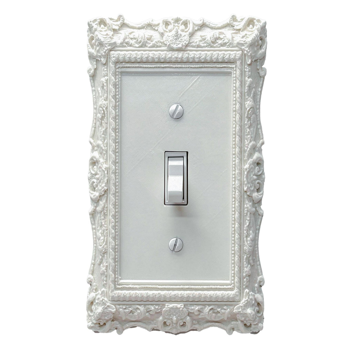 Versailles Victorian white light switch cover, single toggle, ornate baroque wall plate