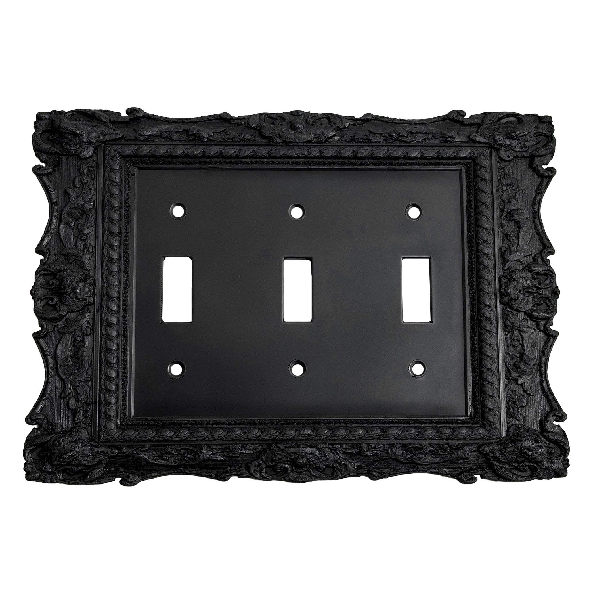 Obsidian | Victorian Wall Plate Cover Set – Black Light Switch & Outlet Covers for Toggle, Rocker, Duplex – Dark Gothic Style