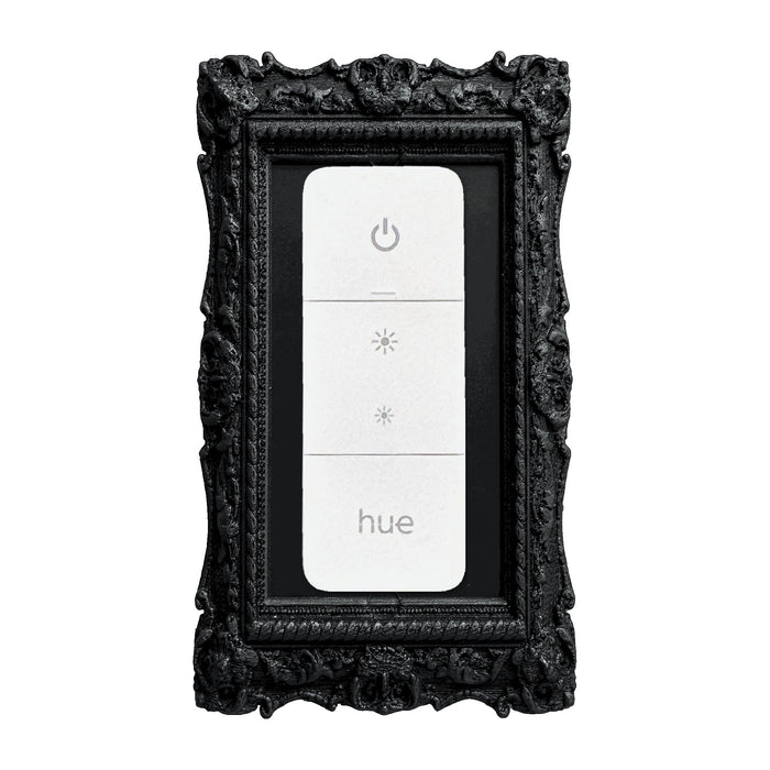 Black ornate Victorian light switch cover that fits the Philips Hue Dimmer Switch (remote sold separately), single: hue dimmer (replaces switch)