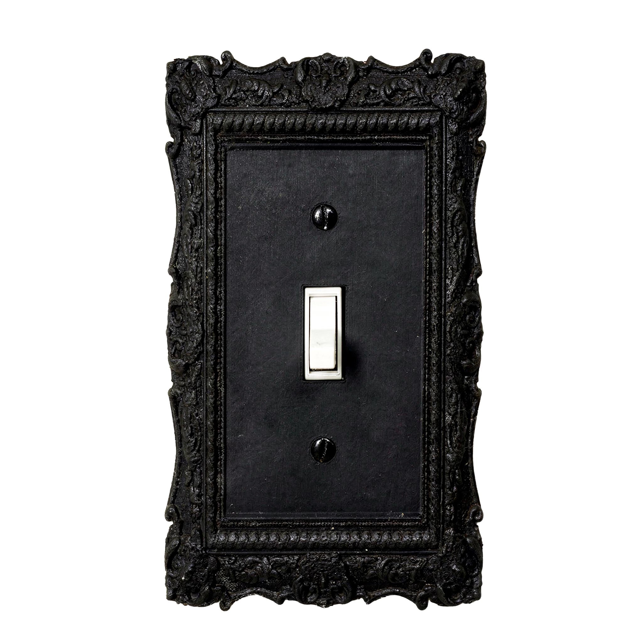 Obsidian | Victorian Wall Plate Cover Set – Black Light Switch & Outlet Covers for Toggle, Rocker, Duplex – Dark Gothic Style