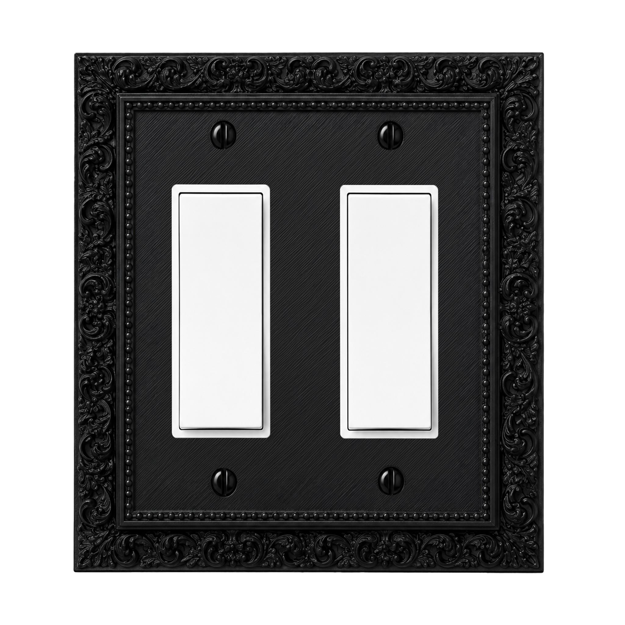 Manor Victorian Wall Plate Cover Set – Black Light Switch & Outlet Covers for Toggle, Rocker, Duplex – Dark Architectural Style