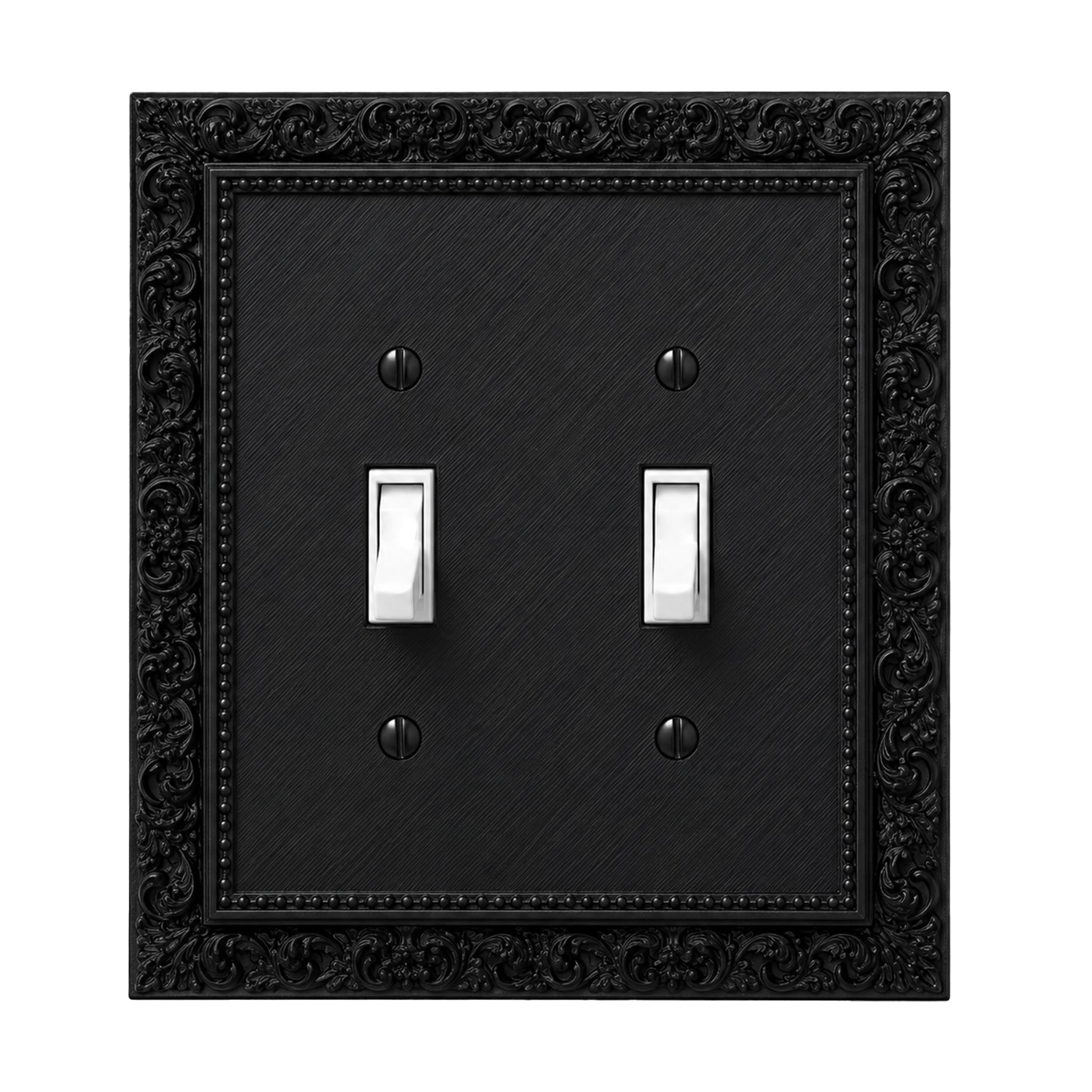 Manor Victorian Wall Plate Cover Set – Black Light Switch & Outlet Covers for Toggle, Rocker, Duplex – Dark Architectural Style
