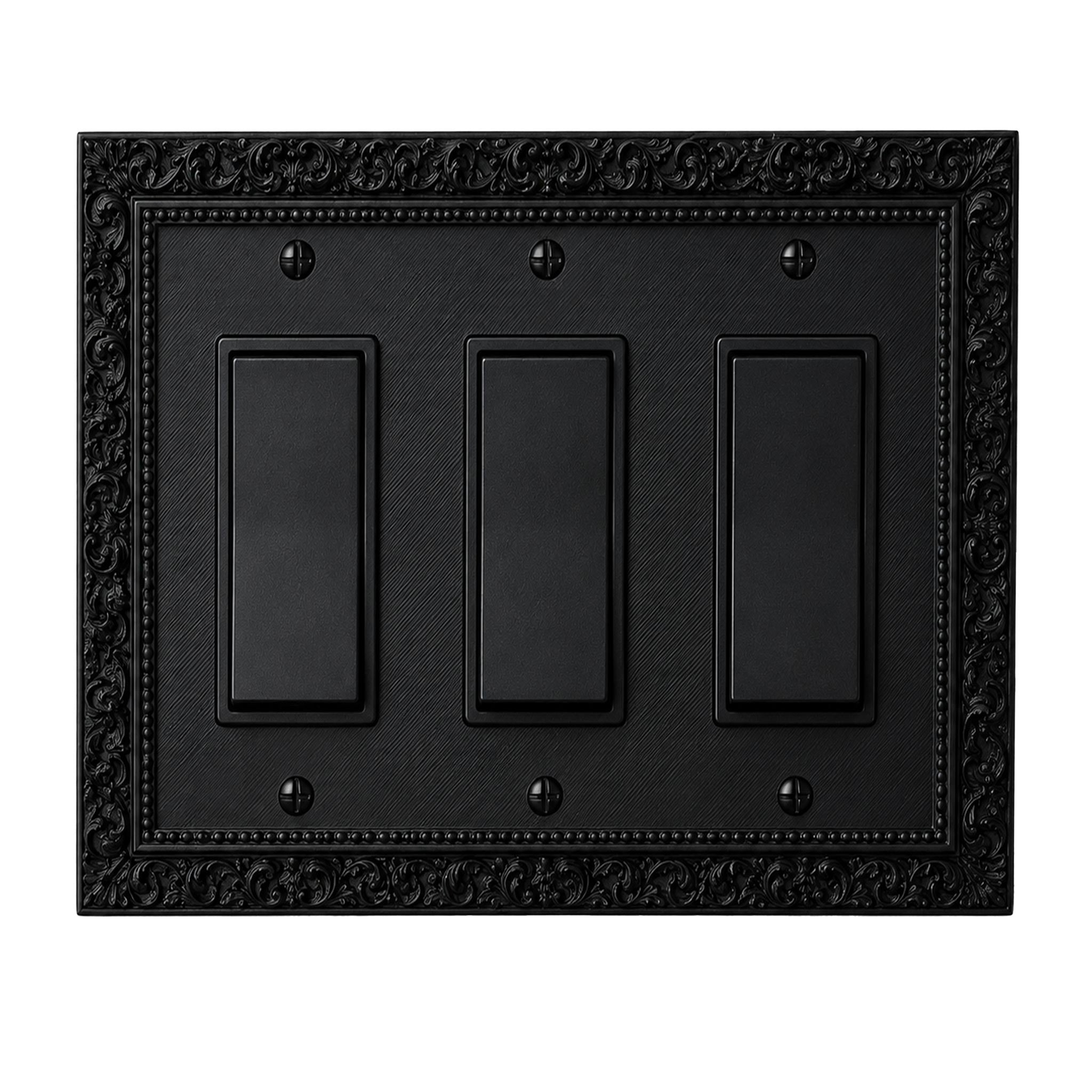 Manor Victorian Wall Plate Cover Set – Black Light Switch & Outlet Covers for Toggle, Rocker, Duplex – Dark Architectural Style
