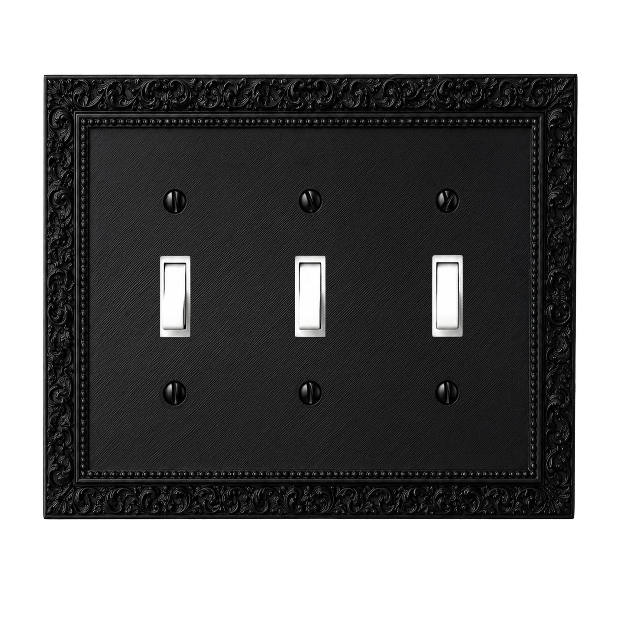 Manor Victorian Wall Plate Cover Set – Black Light Switch & Outlet Covers for Toggle, Rocker, Duplex – Dark Architectural Style