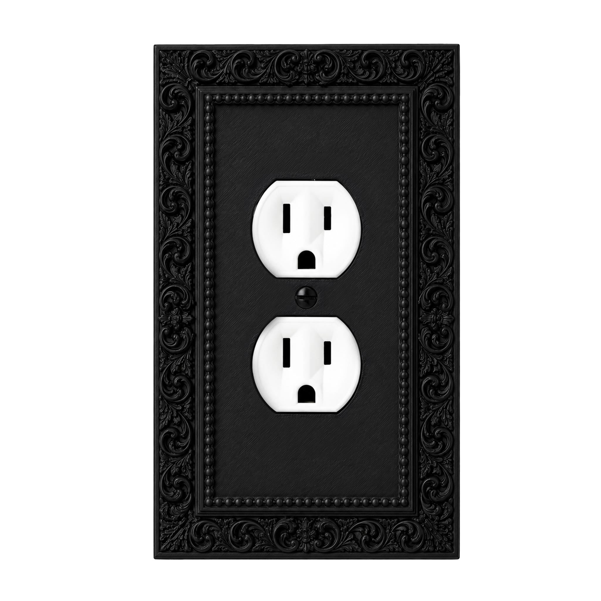 Manor Victorian Wall Plate Cover Set – Black Light Switch & Outlet Covers for Toggle, Rocker, Duplex – Dark Architectural Style