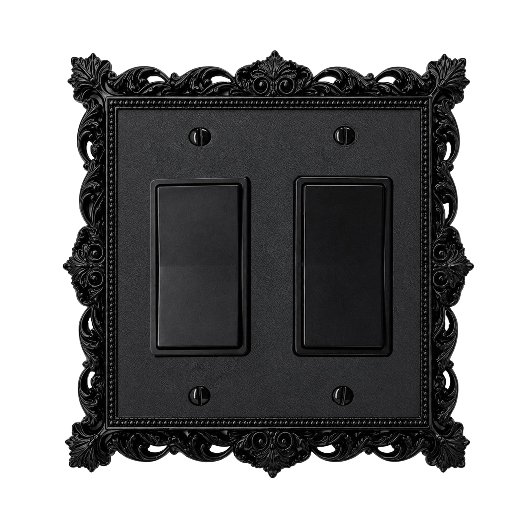 Victorian Lace Wall Plate Cover Set – Black & White Light Switch & Outlet Covers for Toggle, Rocker, Duplex – Gothic Ornate Style