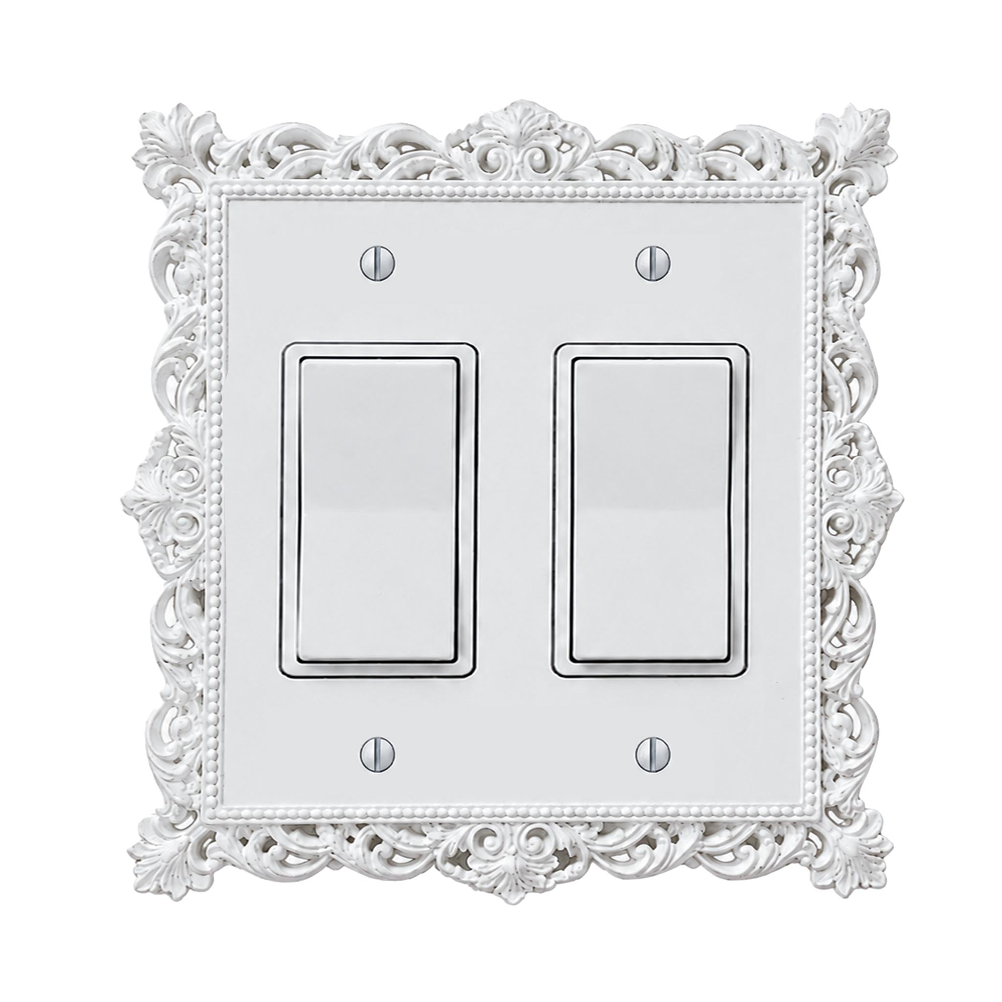 Victorian Lace Wall Plate Cover Set – Black & White Light Switch & Outlet Covers for Toggle, Rocker, Duplex – Gothic Ornate Style