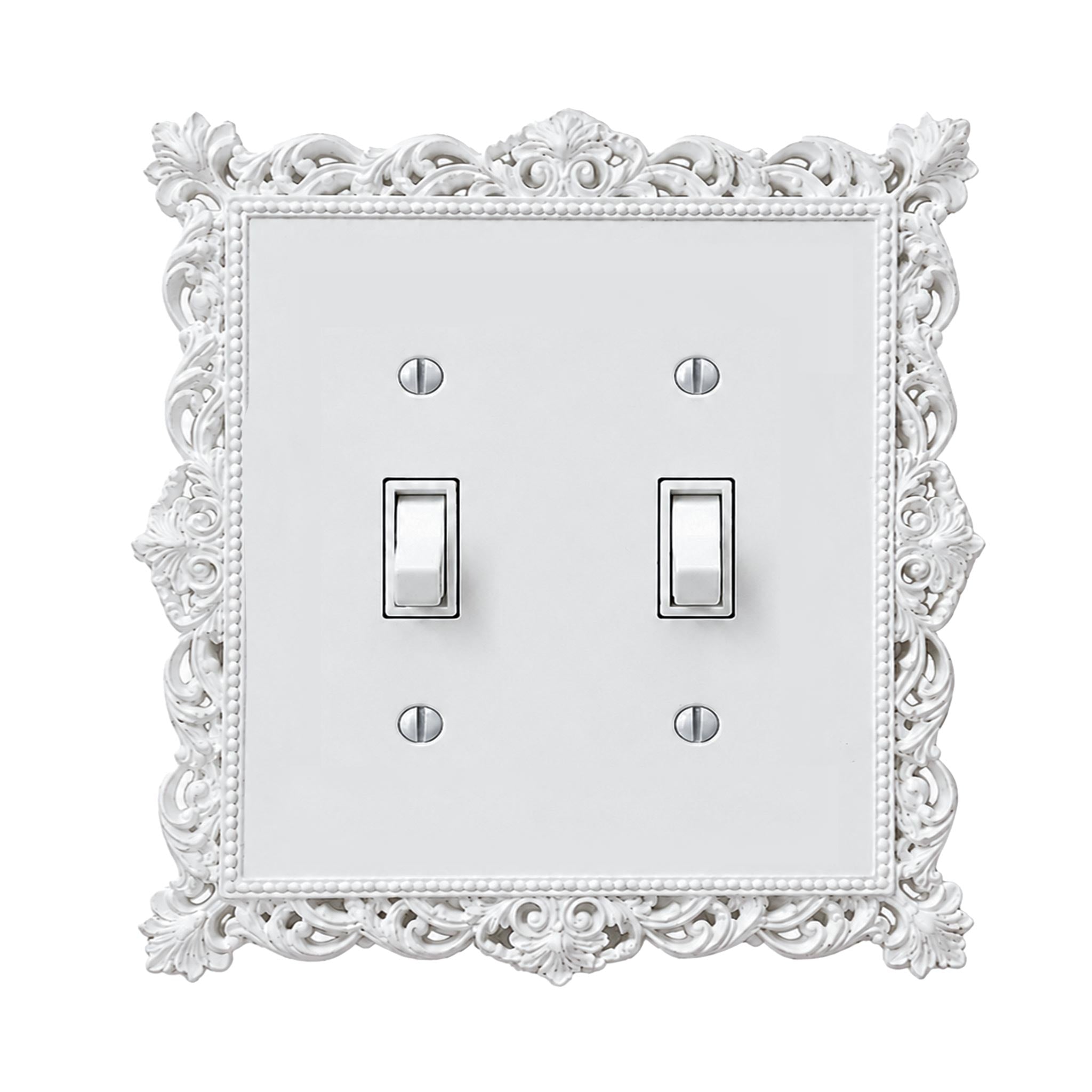 Victorian Lace Wall Plate Cover Set – Black & White Light Switch & Outlet Covers for Toggle, Rocker, Duplex – Gothic Ornate Style
