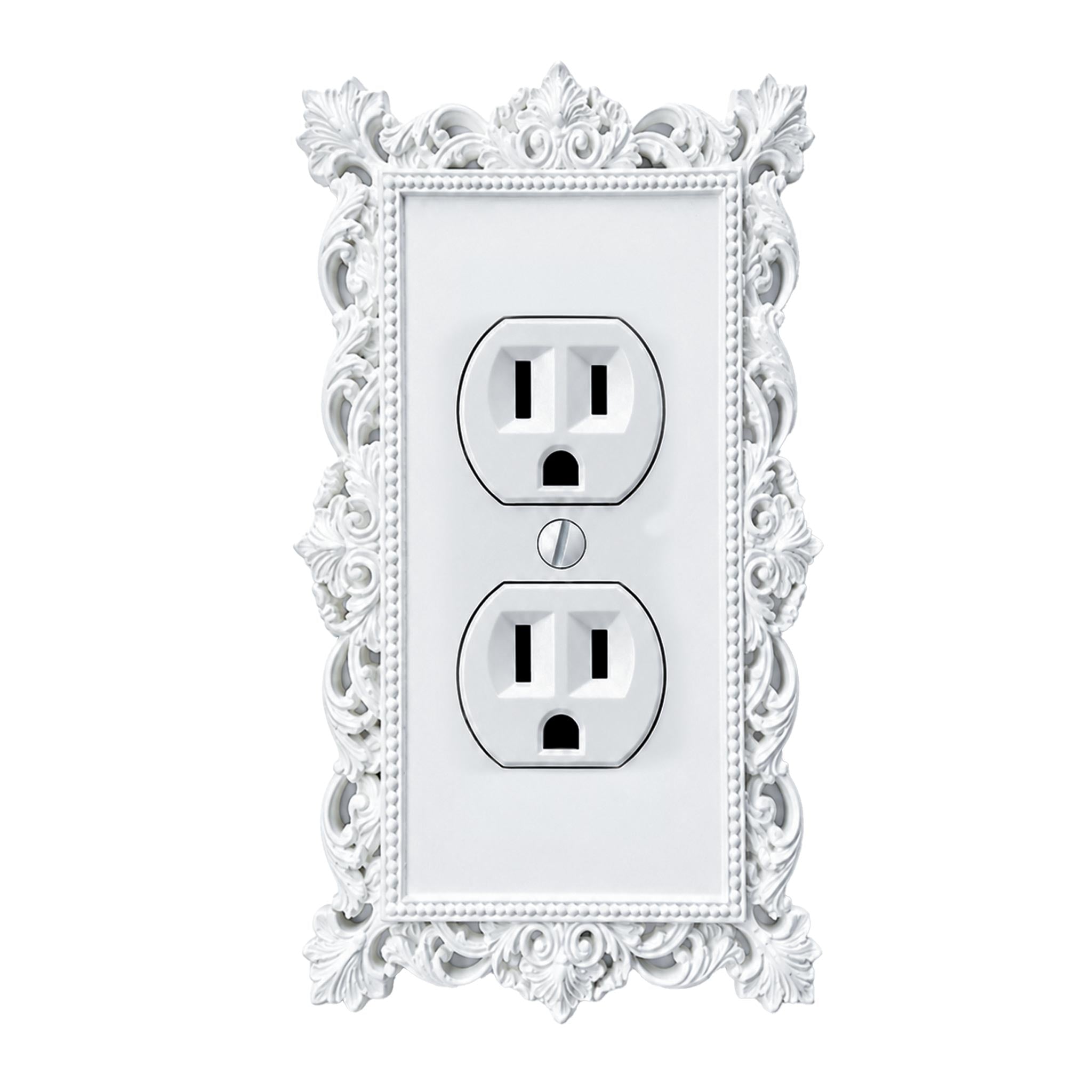 Victorian Lace Wall Plate Cover Set – Black & White Light Switch & Outlet Covers for Toggle, Rocker, Duplex – Gothic Ornate Style