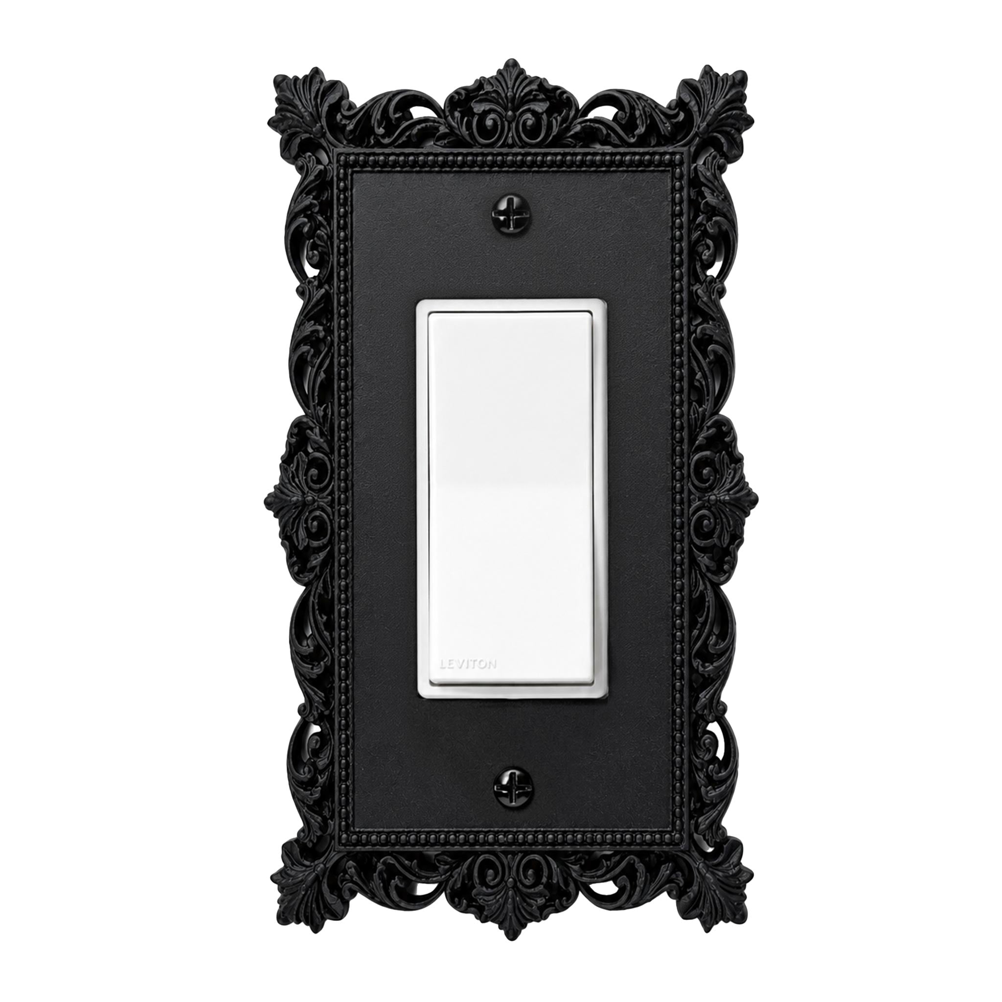 Victorian Lace Wall Plate Cover Set – Black & White Light Switch & Outlet Covers for Toggle, Rocker, Duplex – Gothic Ornate Style