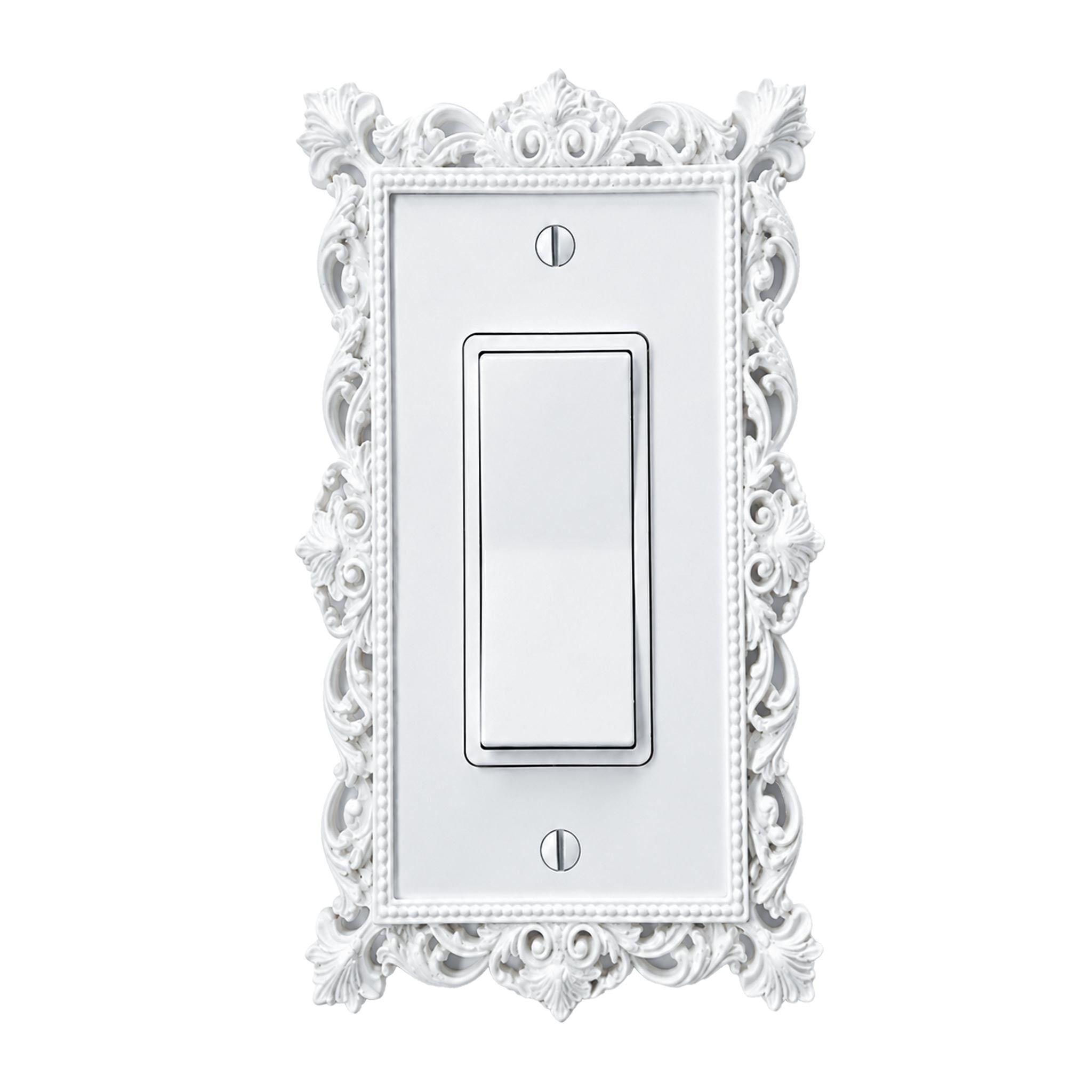 Victorian Lace Wall Plate Cover Set – Black & White Light Switch & Outlet Covers for Toggle, Rocker, Duplex – Gothic Ornate Style