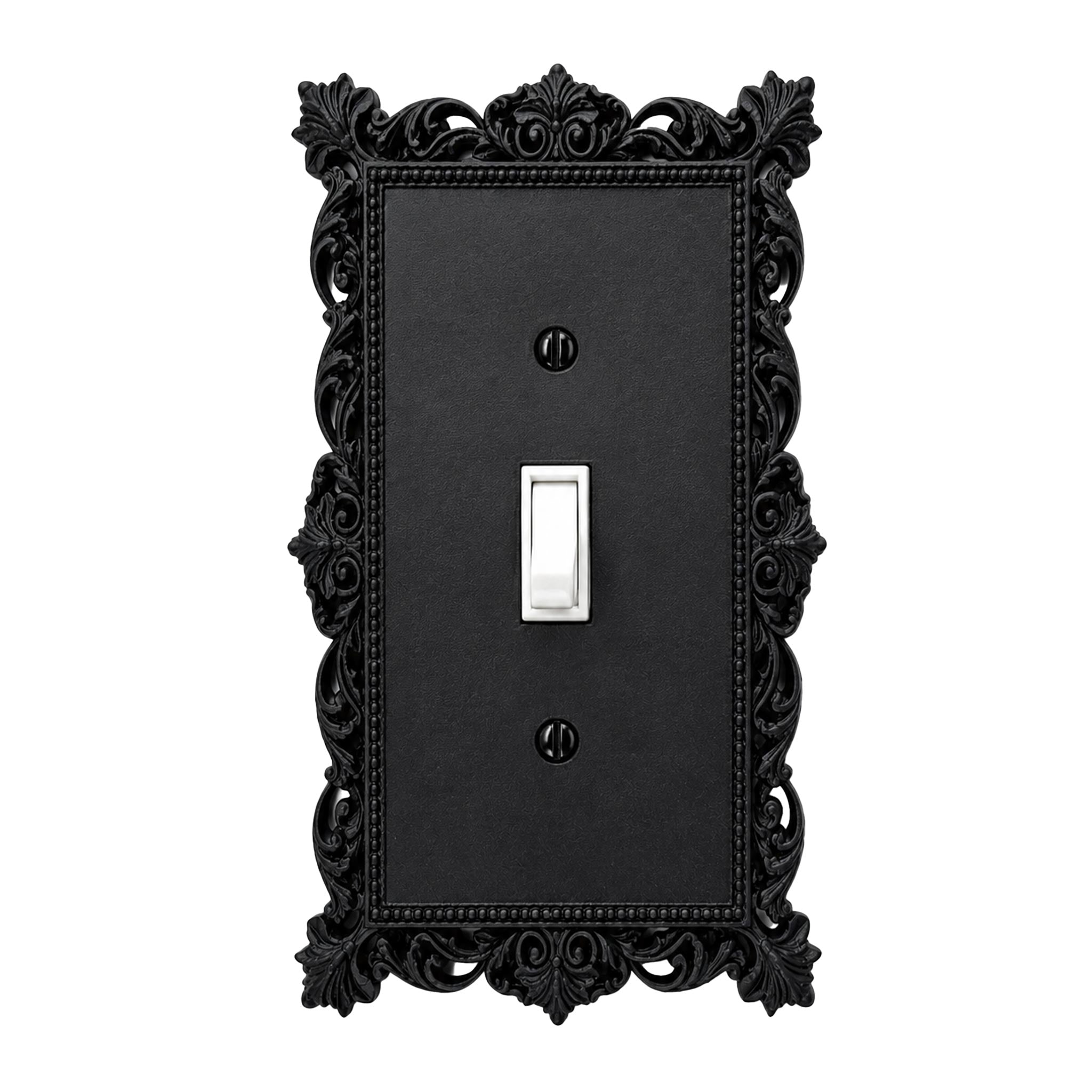 Victorian Lace Wall Plate Cover Set – Black & White Light Switch & Outlet Covers for Toggle, Rocker, Duplex – Gothic Ornate Style