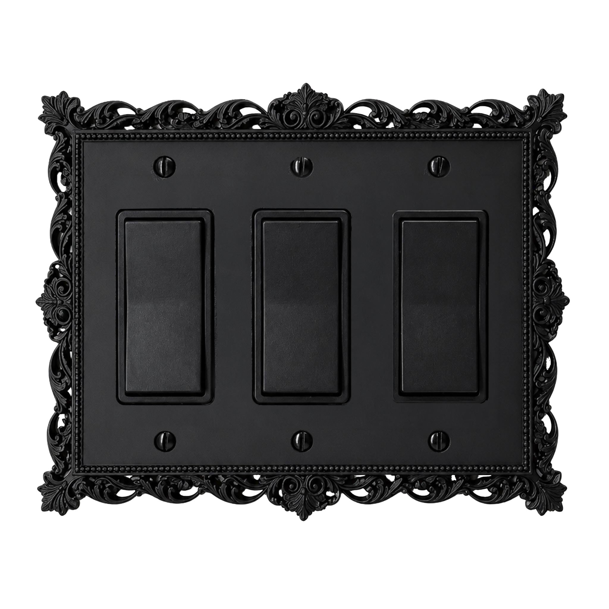 Victorian Lace Wall Plate Cover Set – Black & White Light Switch & Outlet Covers for Toggle, Rocker, Duplex – Gothic Ornate Style
