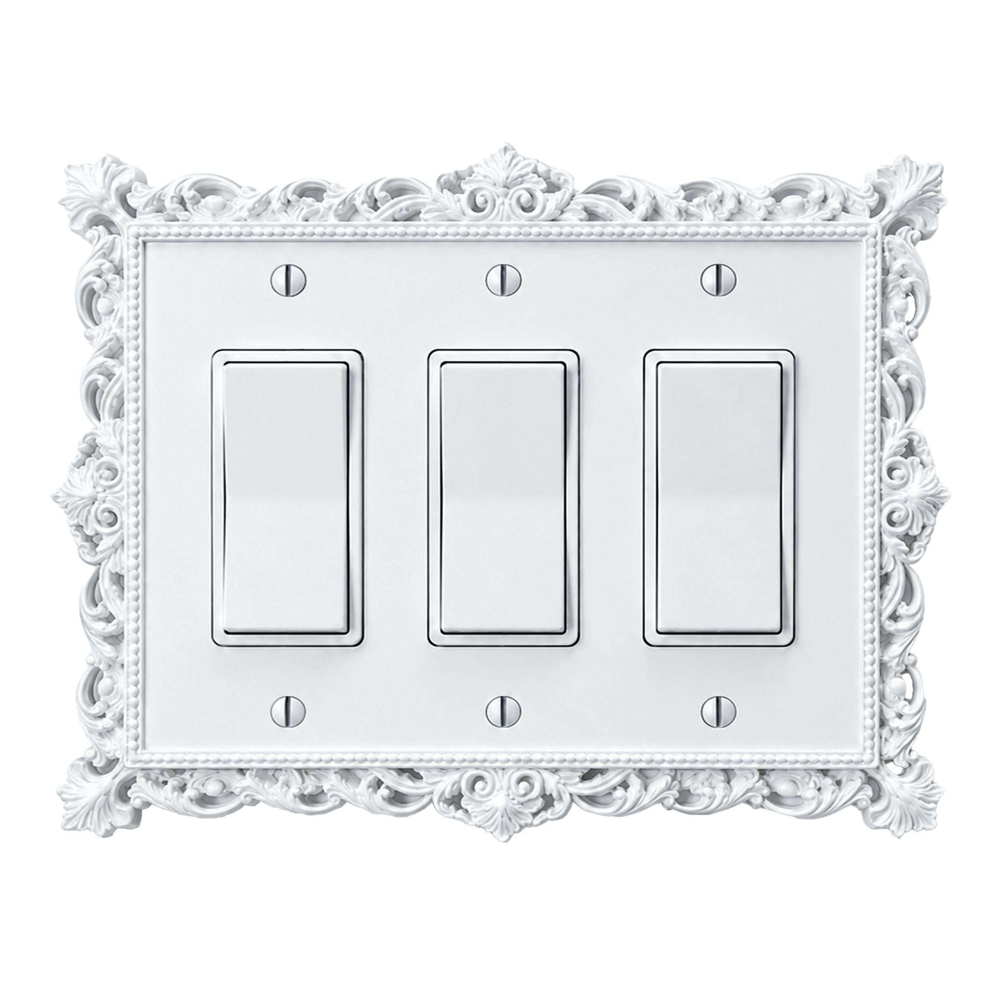 Victorian Lace Wall Plate Cover Set – Black & White Light Switch & Outlet Covers for Toggle, Rocker, Duplex – Gothic Ornate Style