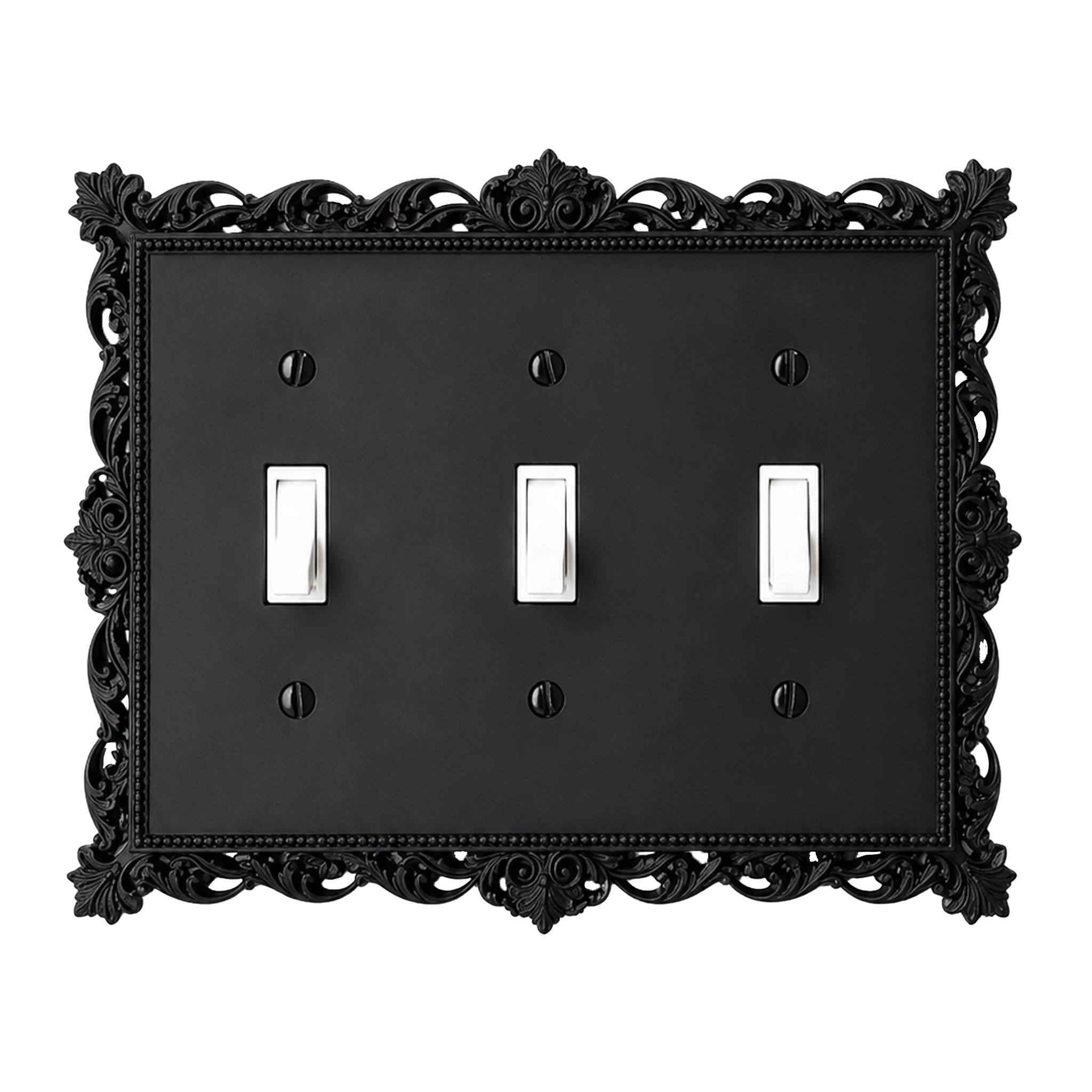 Victorian Lace Wall Plate Cover Set – Black & White Light Switch & Outlet Covers for Toggle, Rocker, Duplex – Gothic Ornate Style