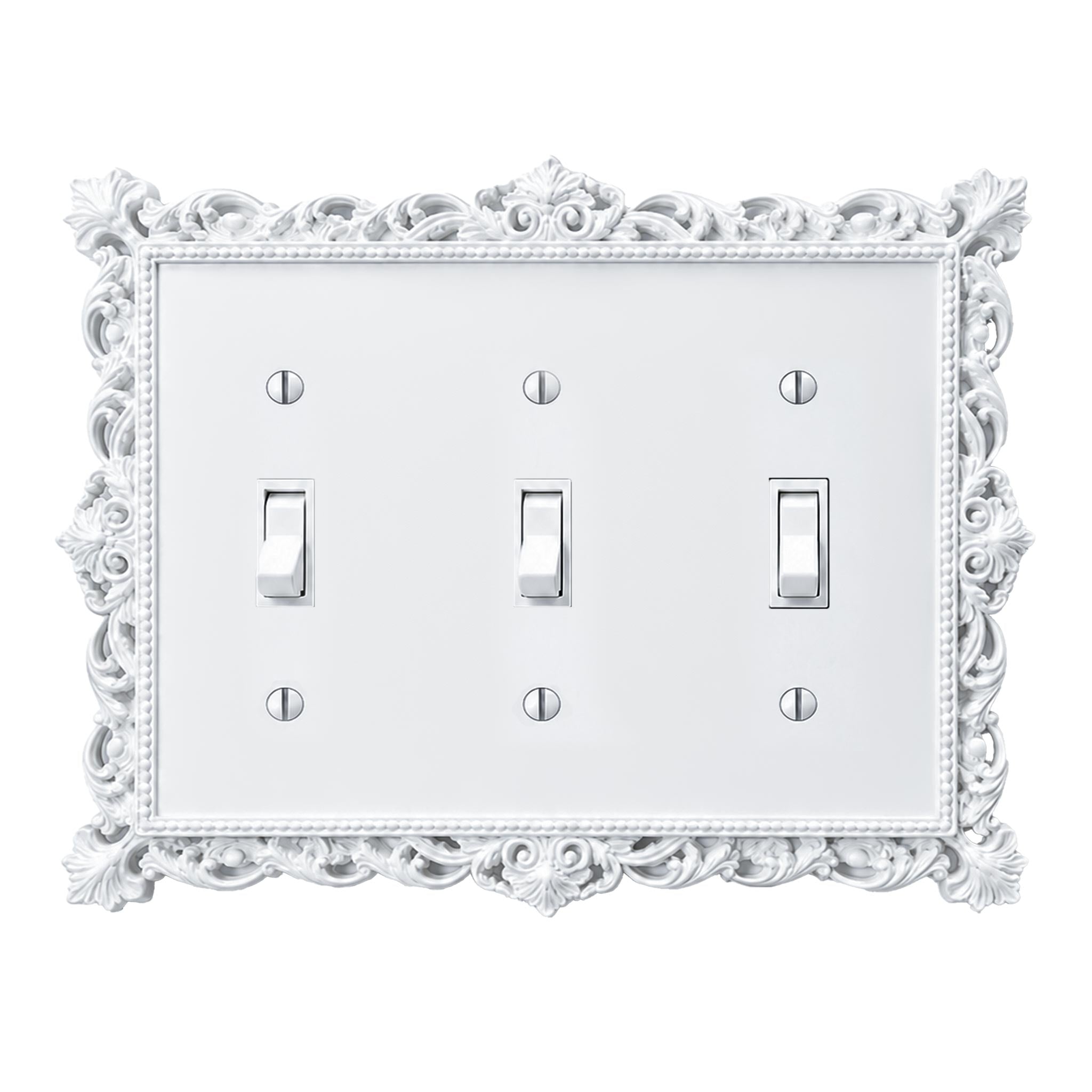 Victorian Lace Wall Plate Cover Set – Black & White Light Switch & Outlet Covers for Toggle, Rocker, Duplex – Gothic Ornate Style