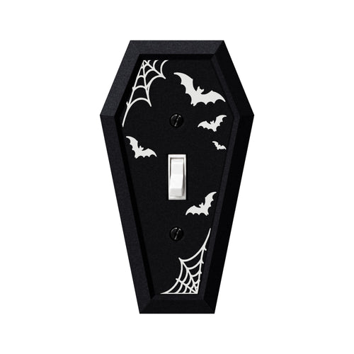 Coffin Bats light switch cover in black, single toggle