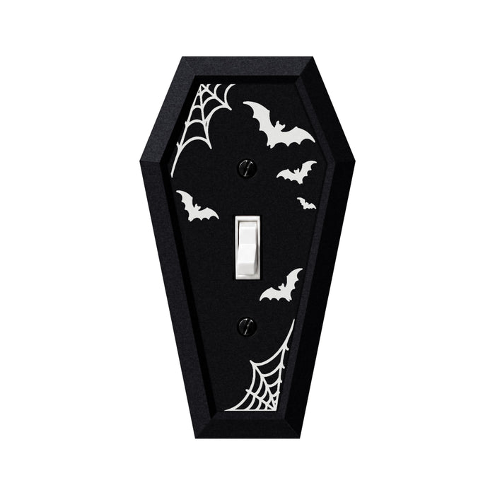 Coffin Bats light switch cover in black, single toggle