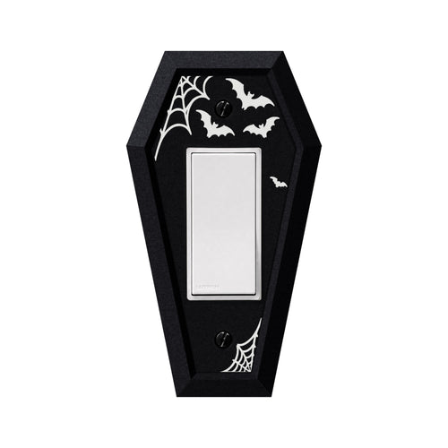 Coffin Bats light switch cover in black, single rocker