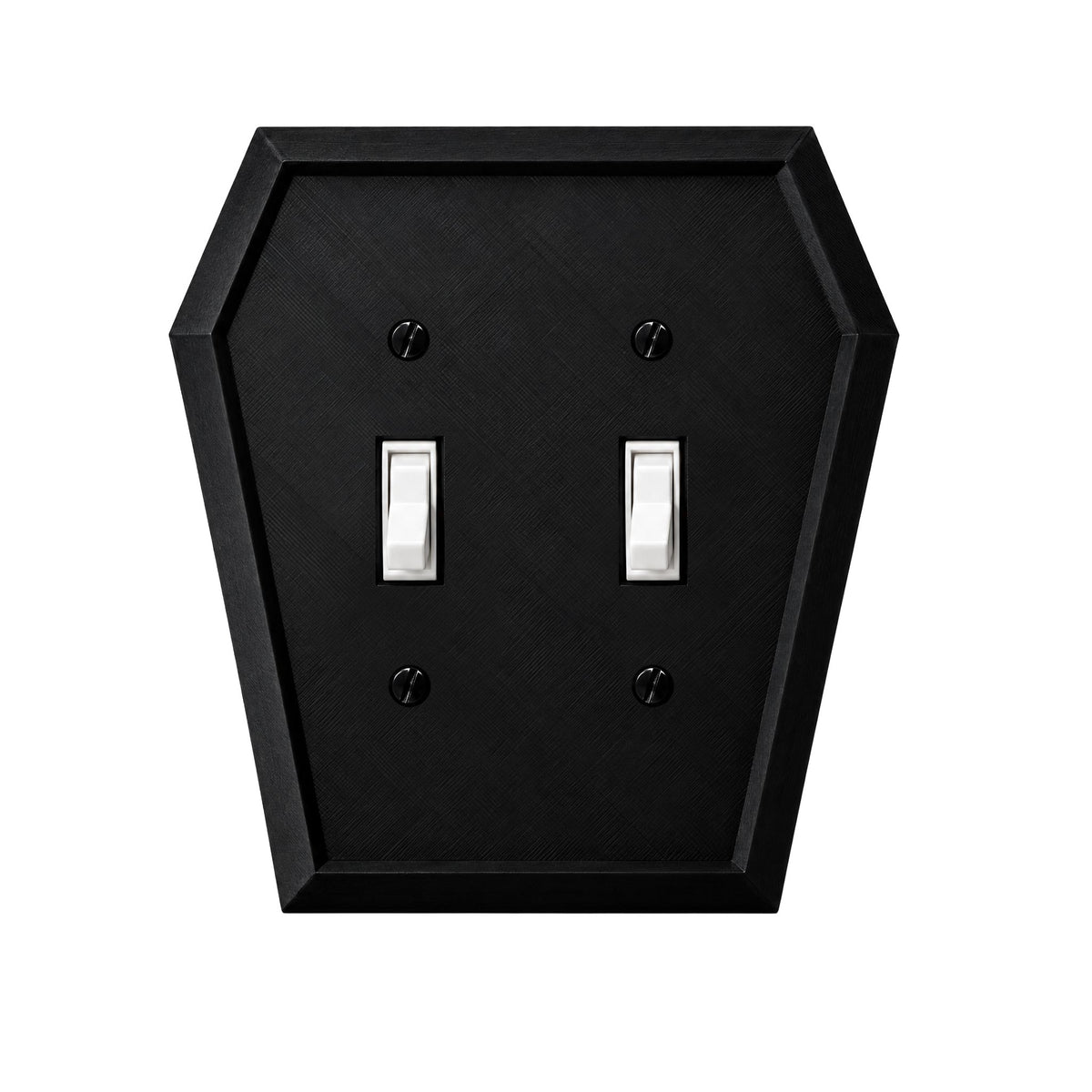 Coffin light switch cover in matte black, double toggle