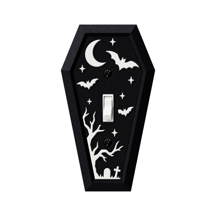 Coffin Graveyard light switch cover in black, single toggle