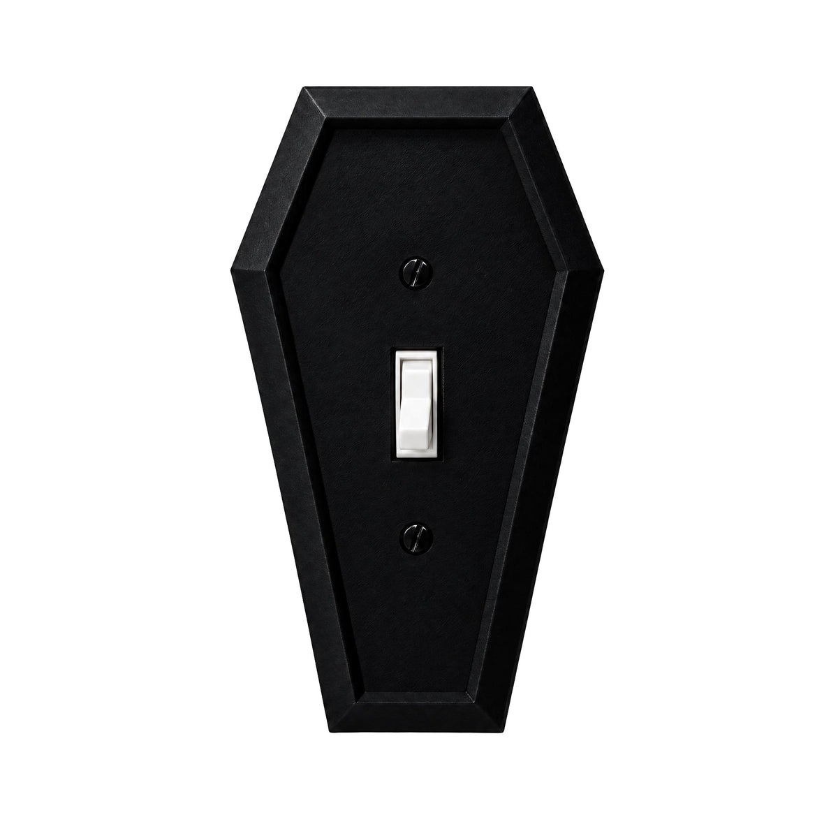 Coffin light switch cover in matte black, single toggle