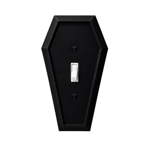 Coffin light switch cover in matte black, single toggle