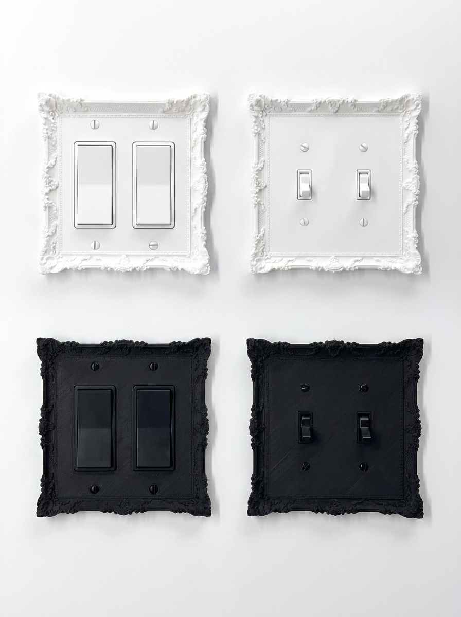 Black Light Switch Cover | Blackthorn Gothic Victorian Wall Plate | Ornate Single Toggle Switch Plate | Dark Floral Home Decor